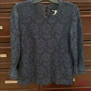 Karl Lagerfeld Lace Flutter Sleeve Top